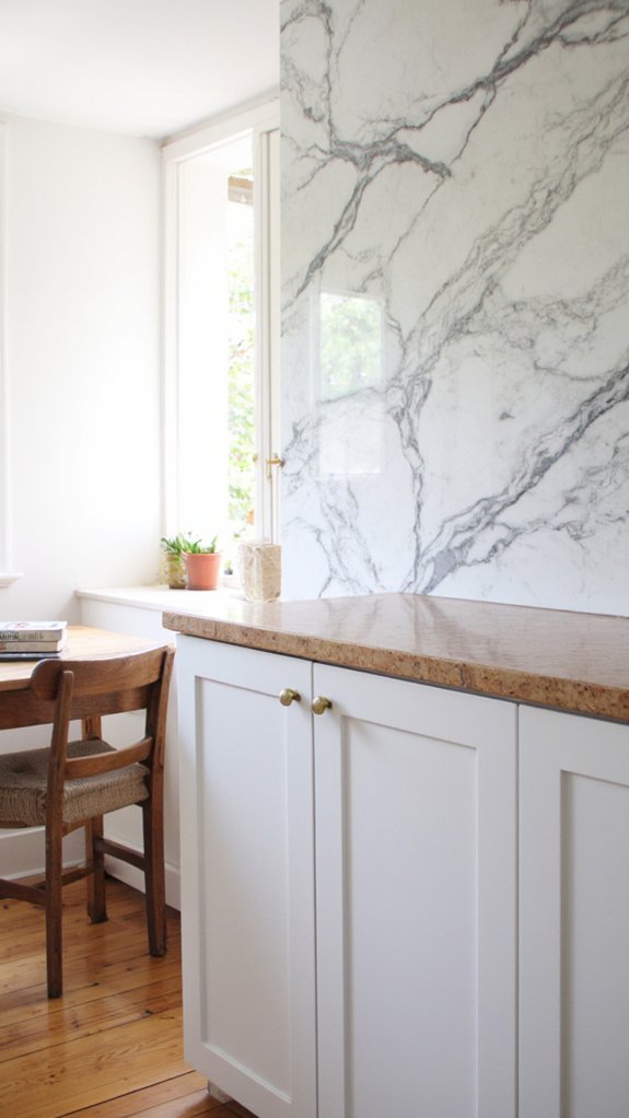 marble backsplash and countertop harmony