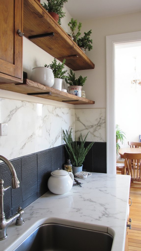 marble backsplash material combinations