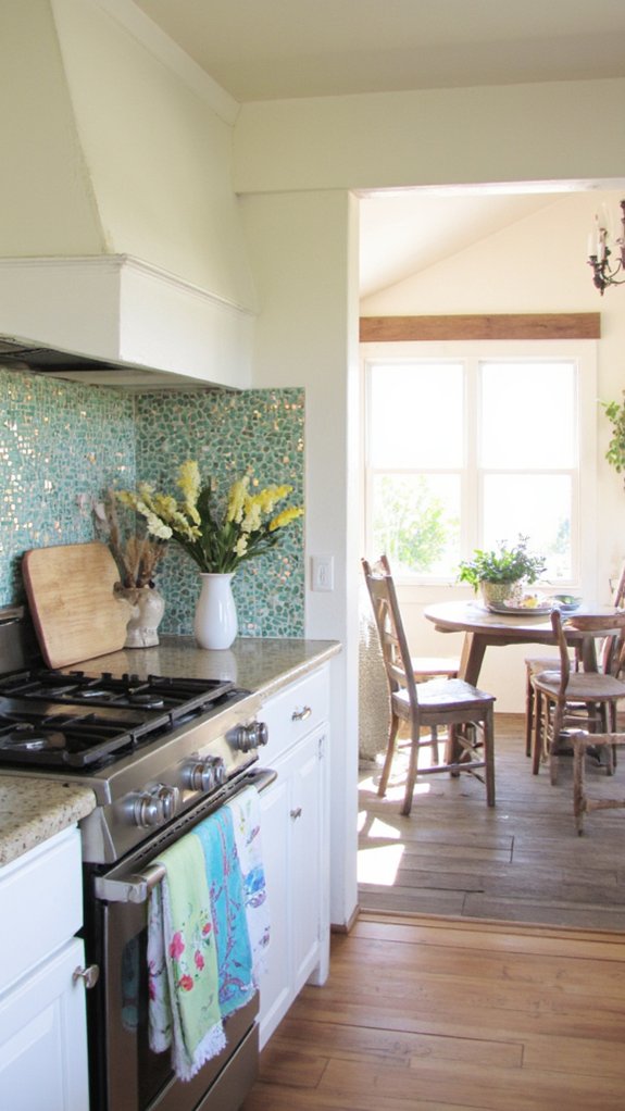 metallic accents enhance coastal