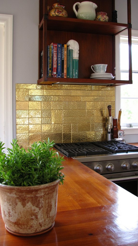 metallic backsplashes add glamour