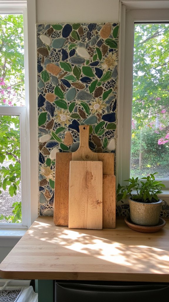 nature inspired mosaic backsplashes