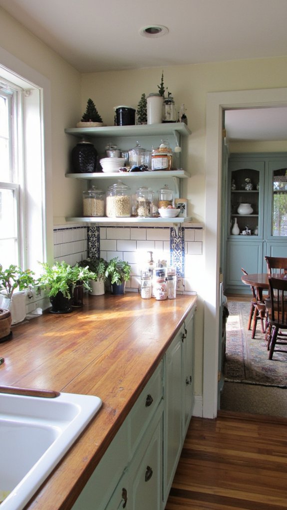 open shelving and backsplash integration