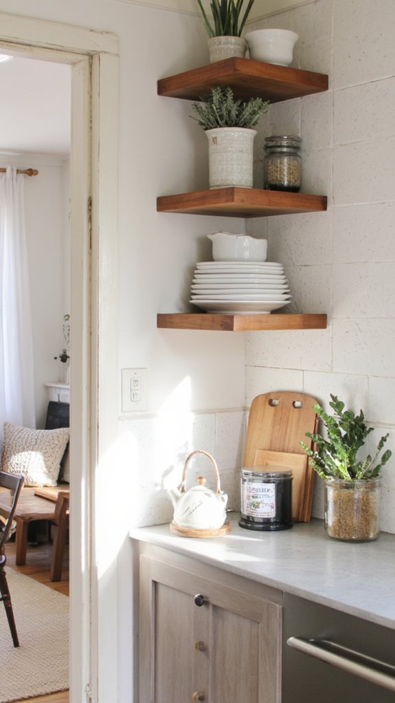 open shelving enhances aesthetics