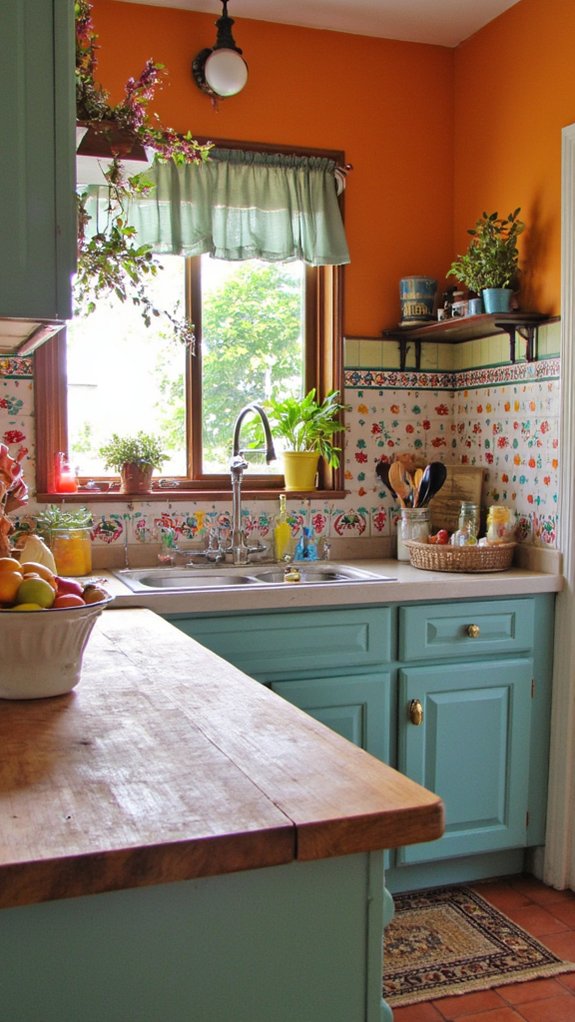 painted rustic kitchen backsplash