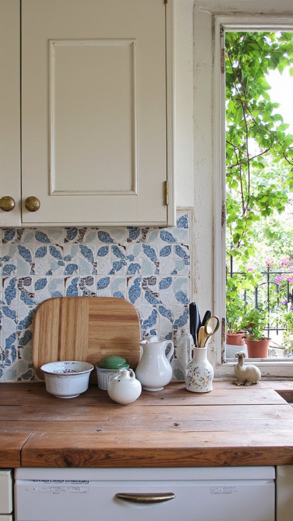 reflective glass tile backsplash