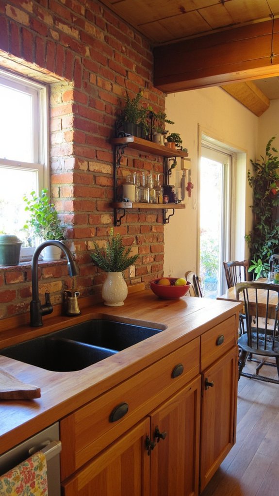 rustic brick backsplash charm