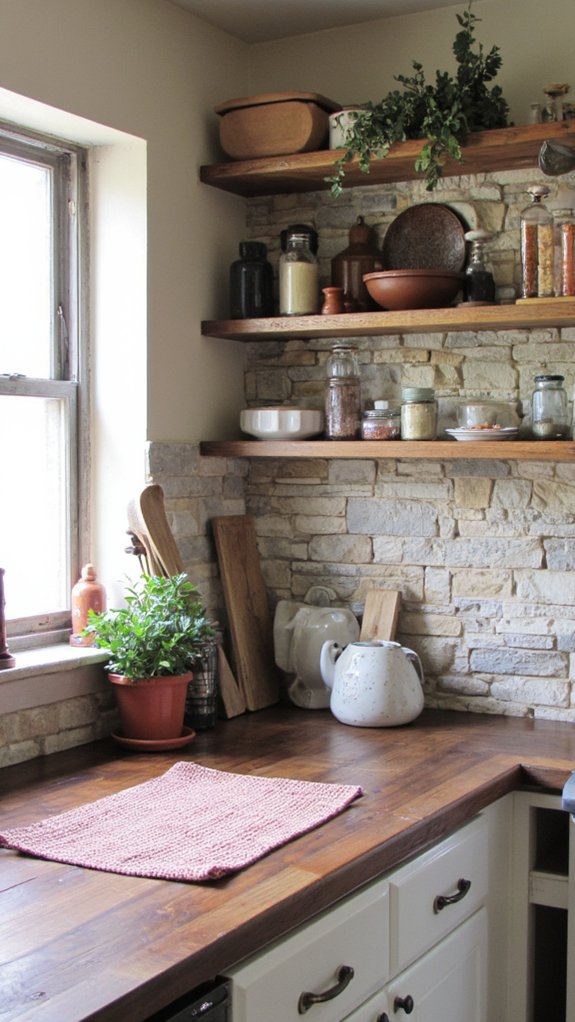 rustic natural stone backsplash
