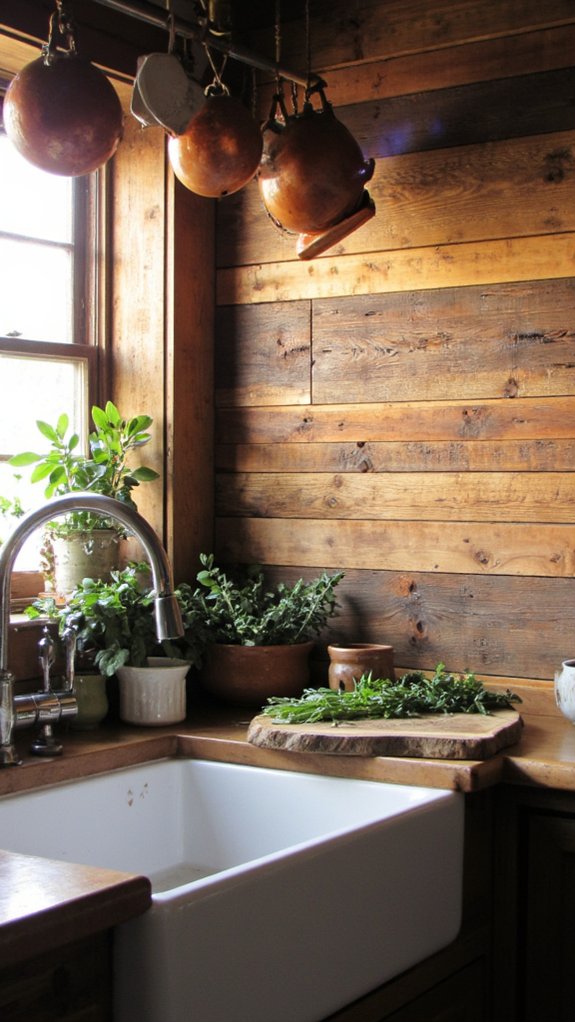 rustic reclaimed wood backsplashes