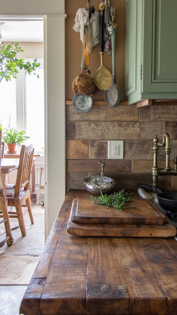 rustic wood look tile backsplash