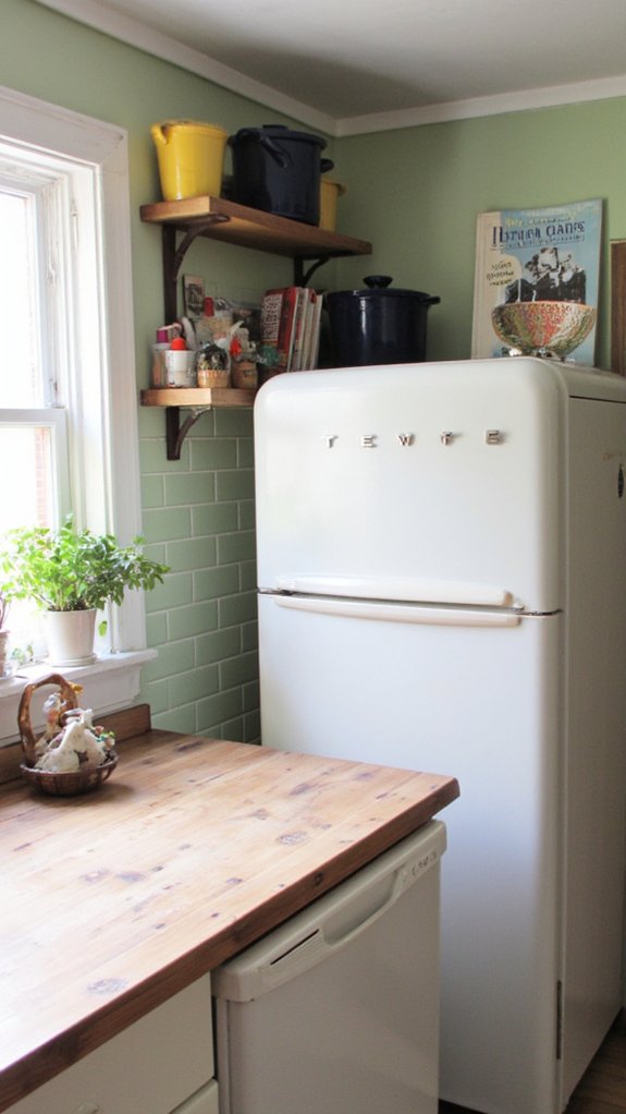 sage green enhances bold decor