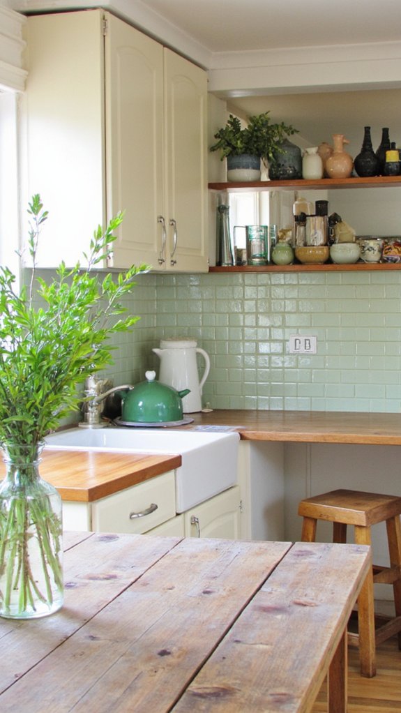 sage green enhances kitchen cohesion