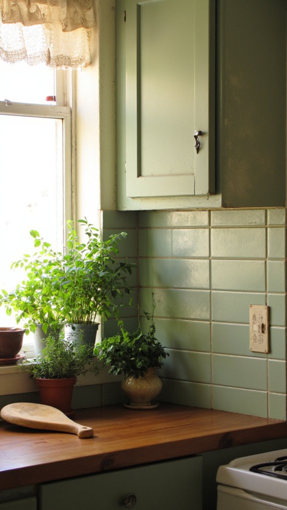 sage green tranquil kitchen tiles