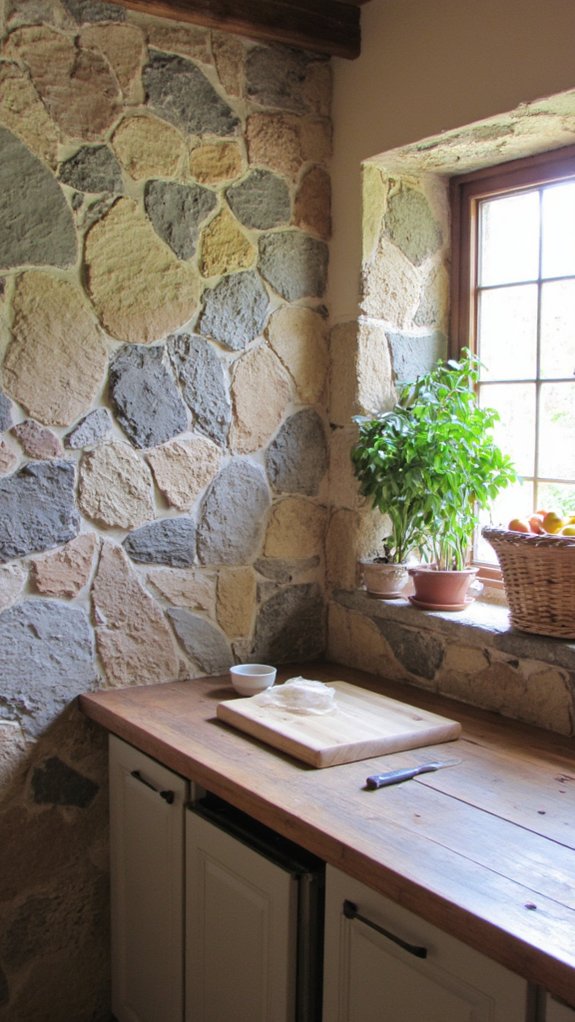 seamless stone slab backsplash