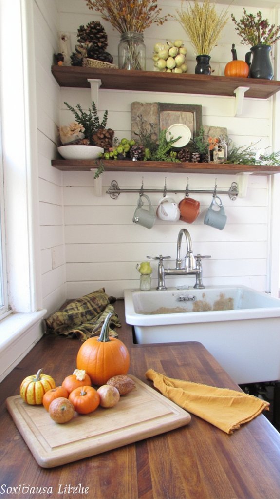 seasonal shiplap kitchen decor