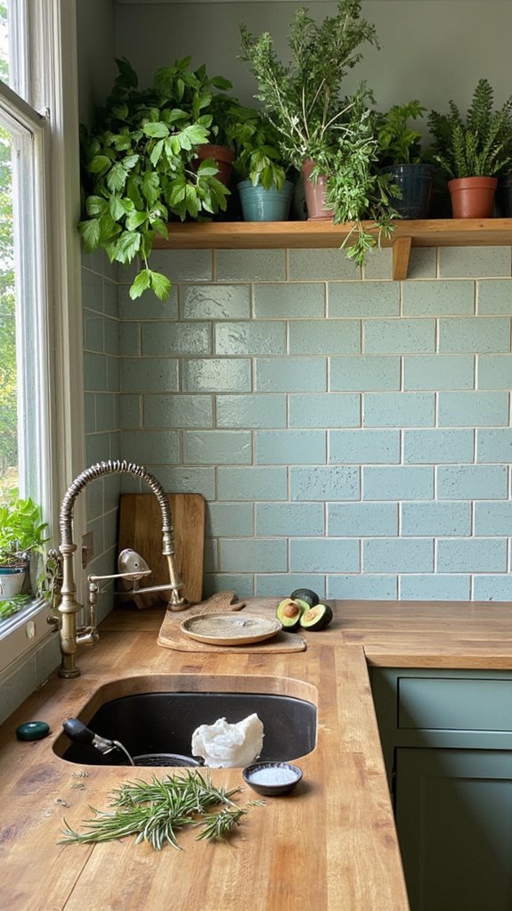 serene sage green kitchen