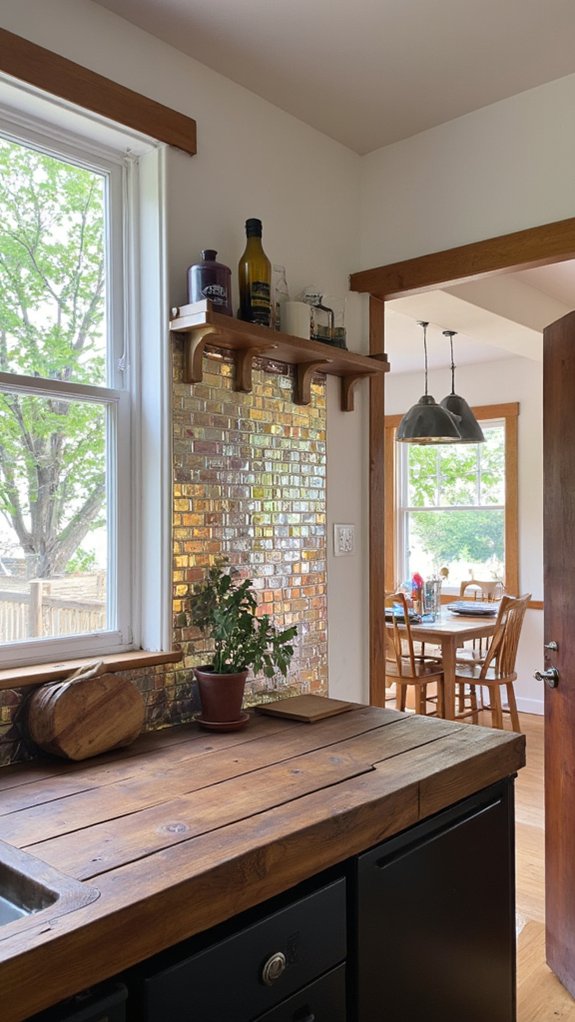 shimmering metallic kitchen tiles
