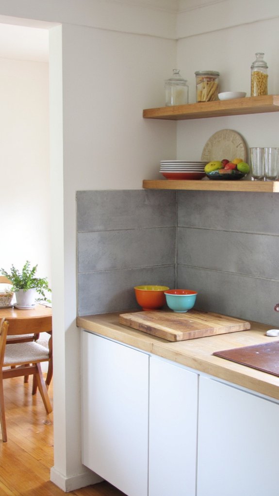 sleek concrete backsplash versatility