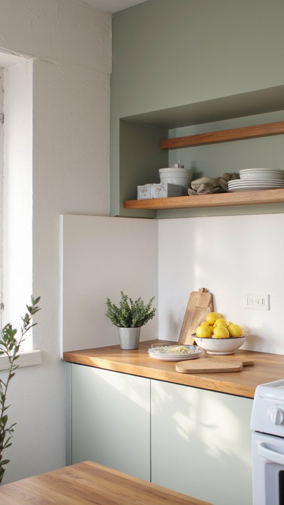 sleek painted drywall backsplash