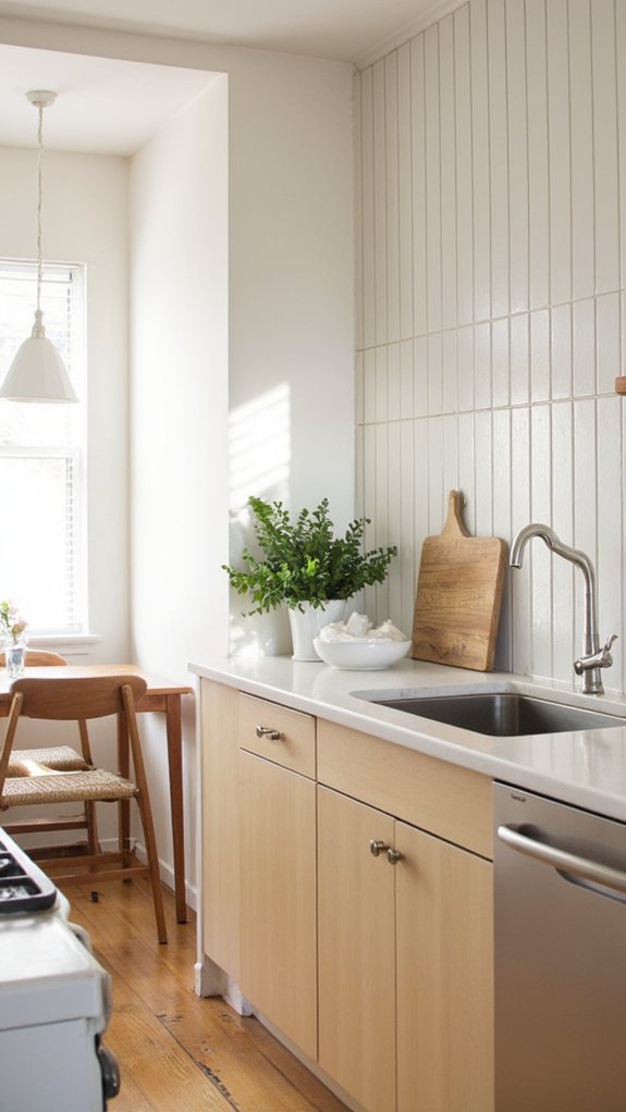 sleek vertical subway tiles