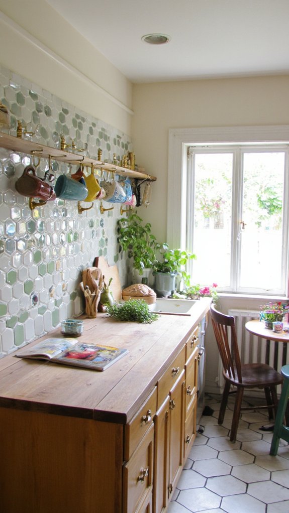 stylish hexagonal kitchen tiles
