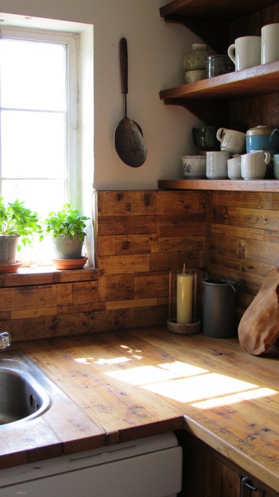 sustainable rustic kitchen backsplash