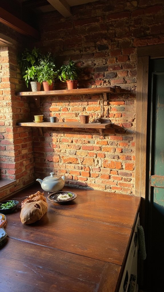 textured brick kitchen accent