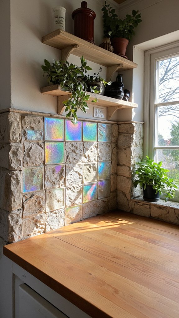 textured glass and stone
