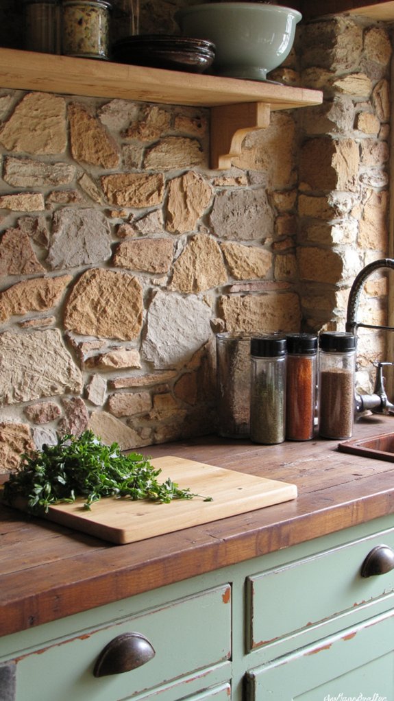 textured stone rustic backsplashes