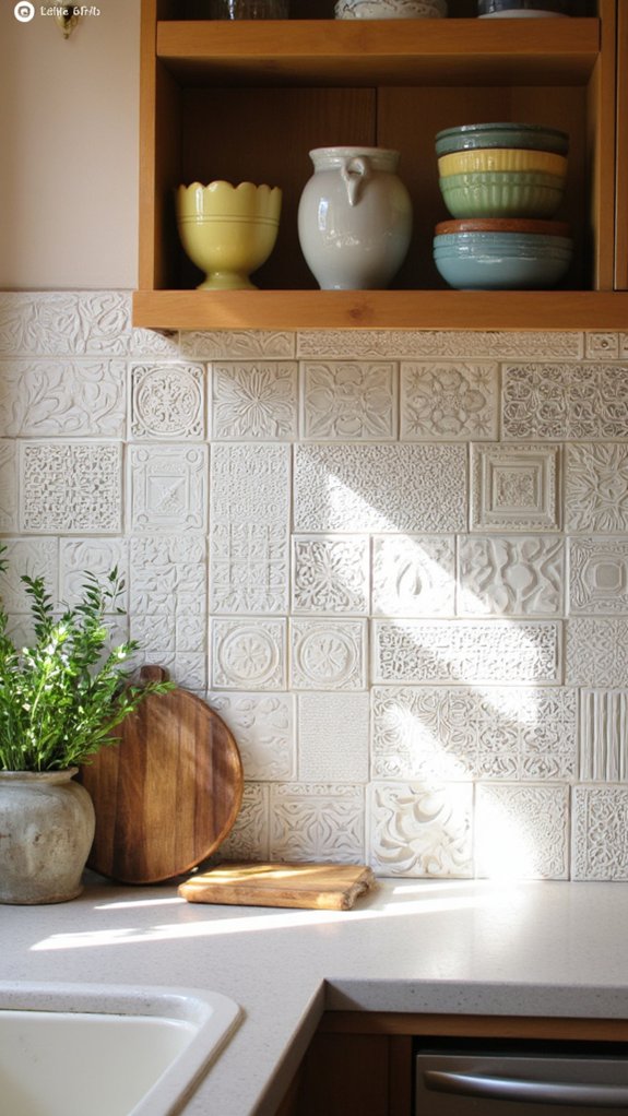 textured tiles for kitchens