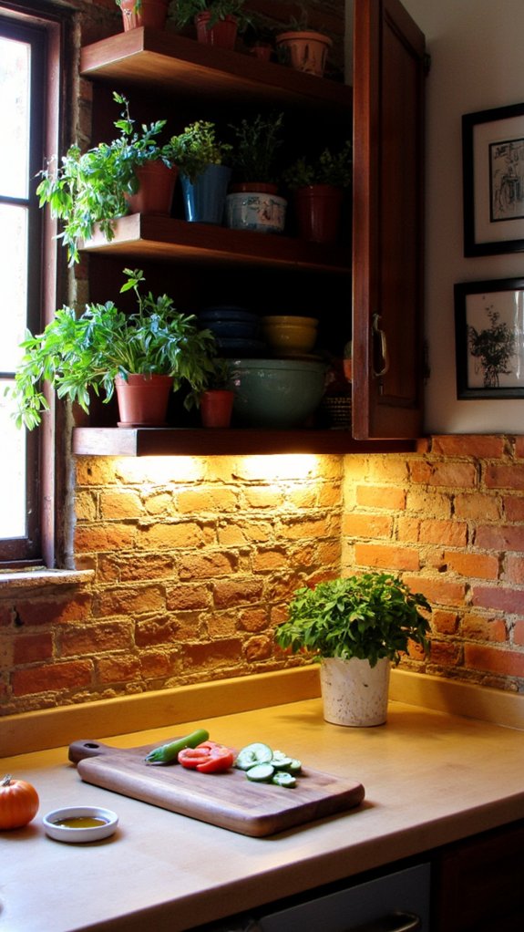 transformative brick backsplash lighting