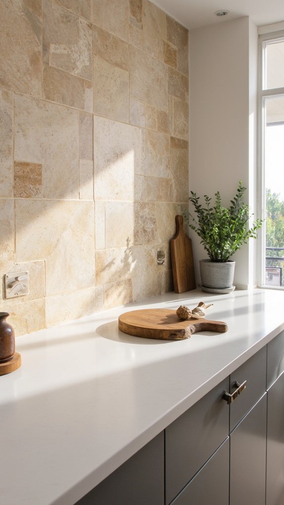 travertine enhances modern kitchens