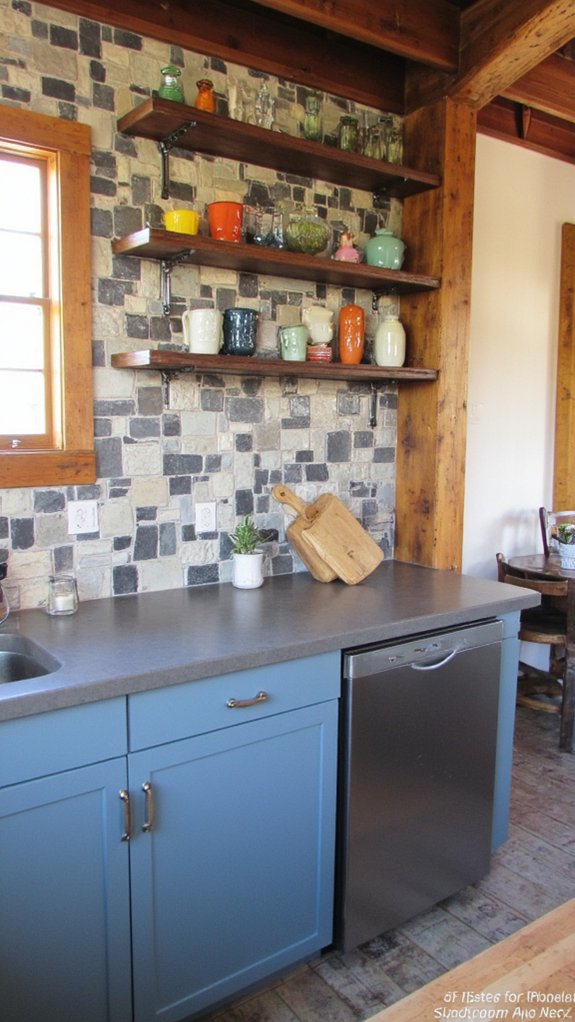 unique mosaic concrete backsplash