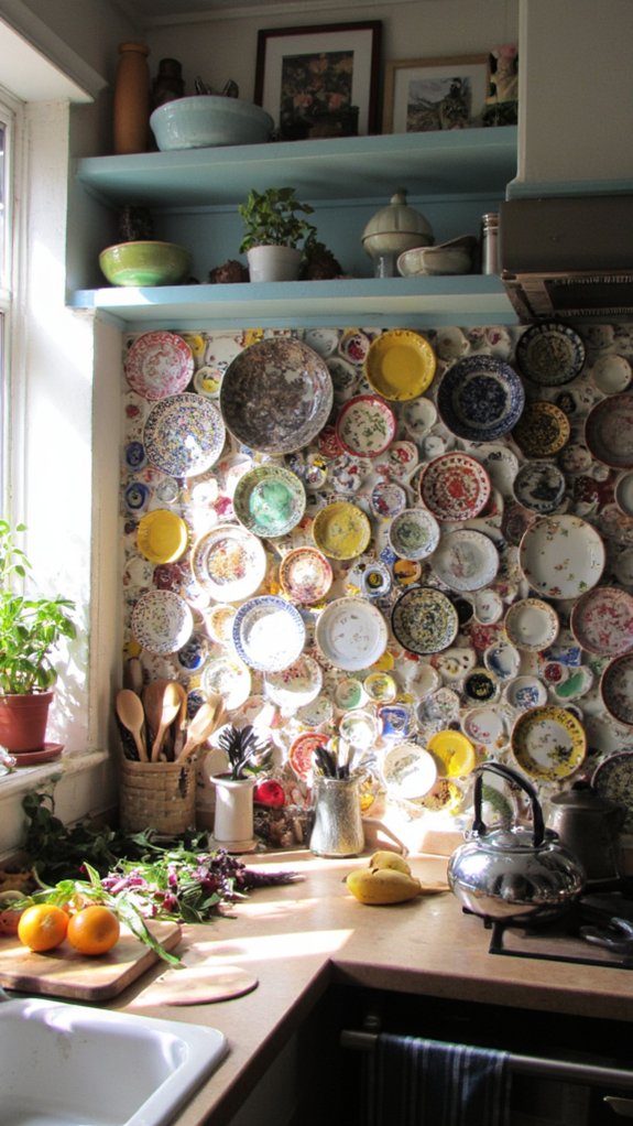 upcycled dish backsplash design