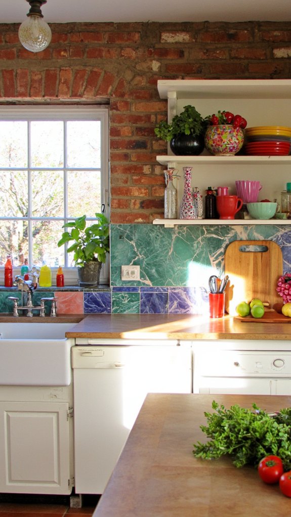 vibrant bold marble backsplash