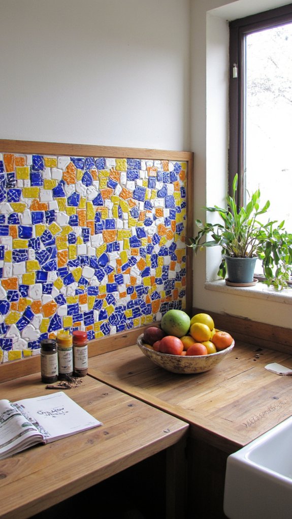vibrant mosaic tile backsplash