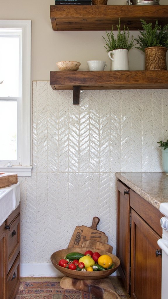 warm wood and herringbone harmony