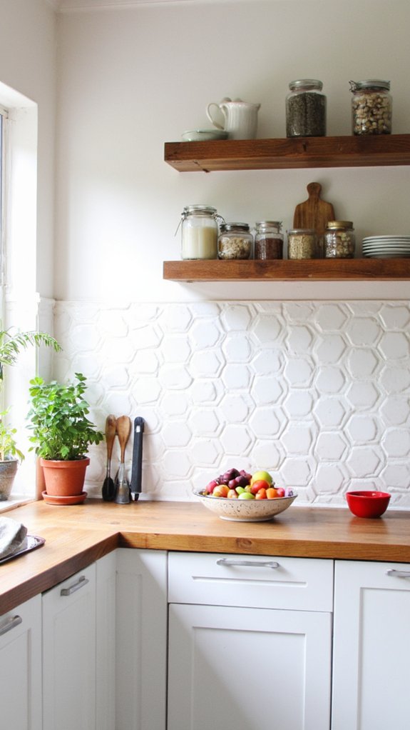 white geometric backsplash designs