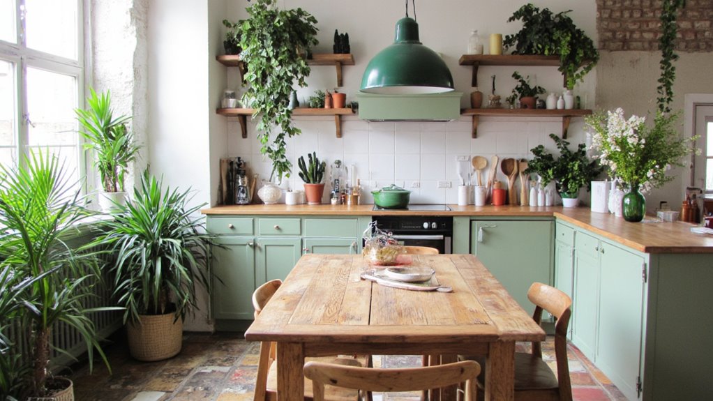 balanced green and wood decor