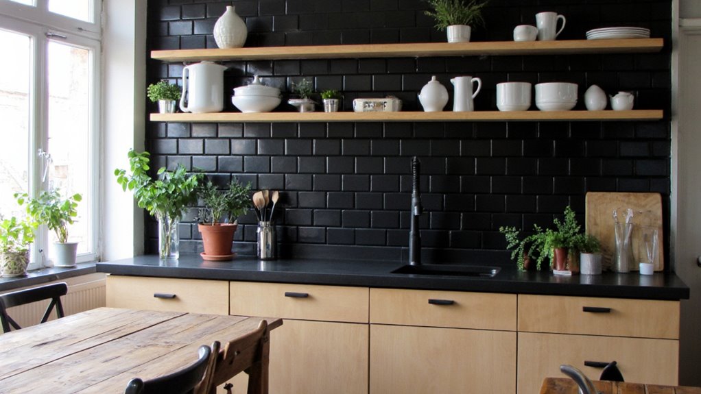 bold black kitchen backsplashes