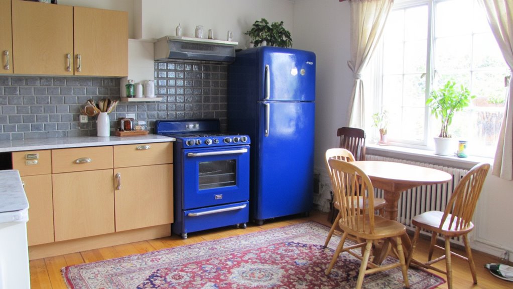 bold blue kitchen appliances