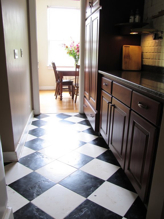 bold checkerboard kitchen flooring
