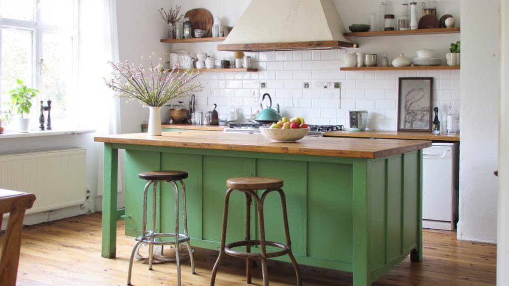 bold green kitchen focal point