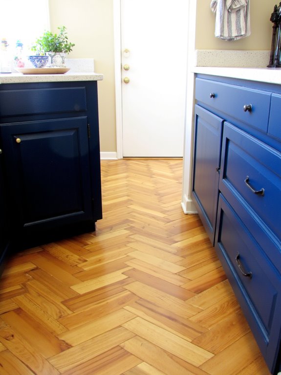 cabinet colors enhance herringbone
