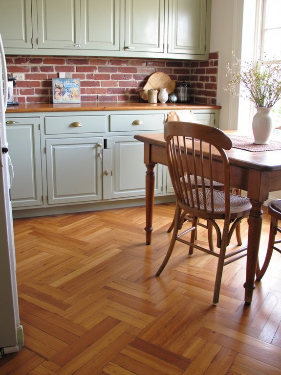 charming rustic parquet flooring