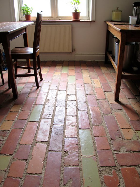 colorful brick kitchen aesthetics