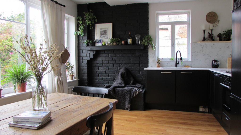 cozy kitchen with black