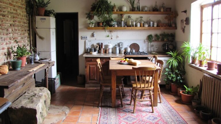 cozy rustic kitchen flooring