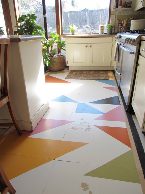 creative painted kitchen floors