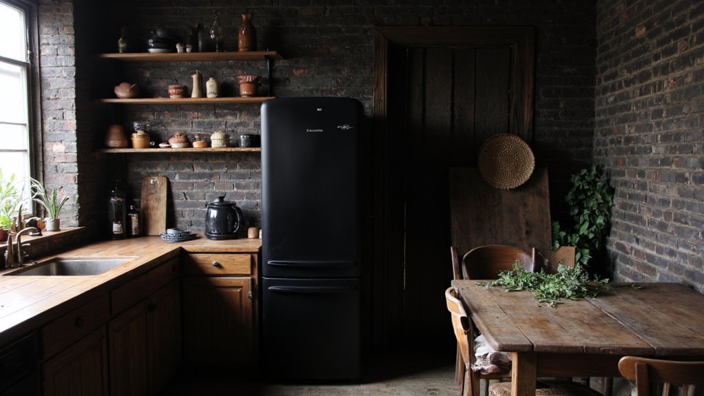dark refrigerator enhances aesthetics