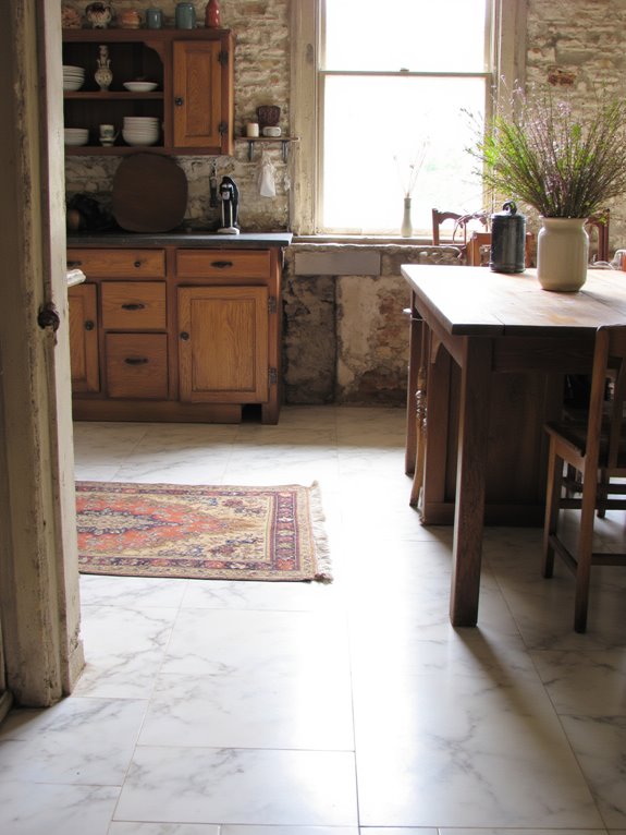 elegant marble complements rustic warmth